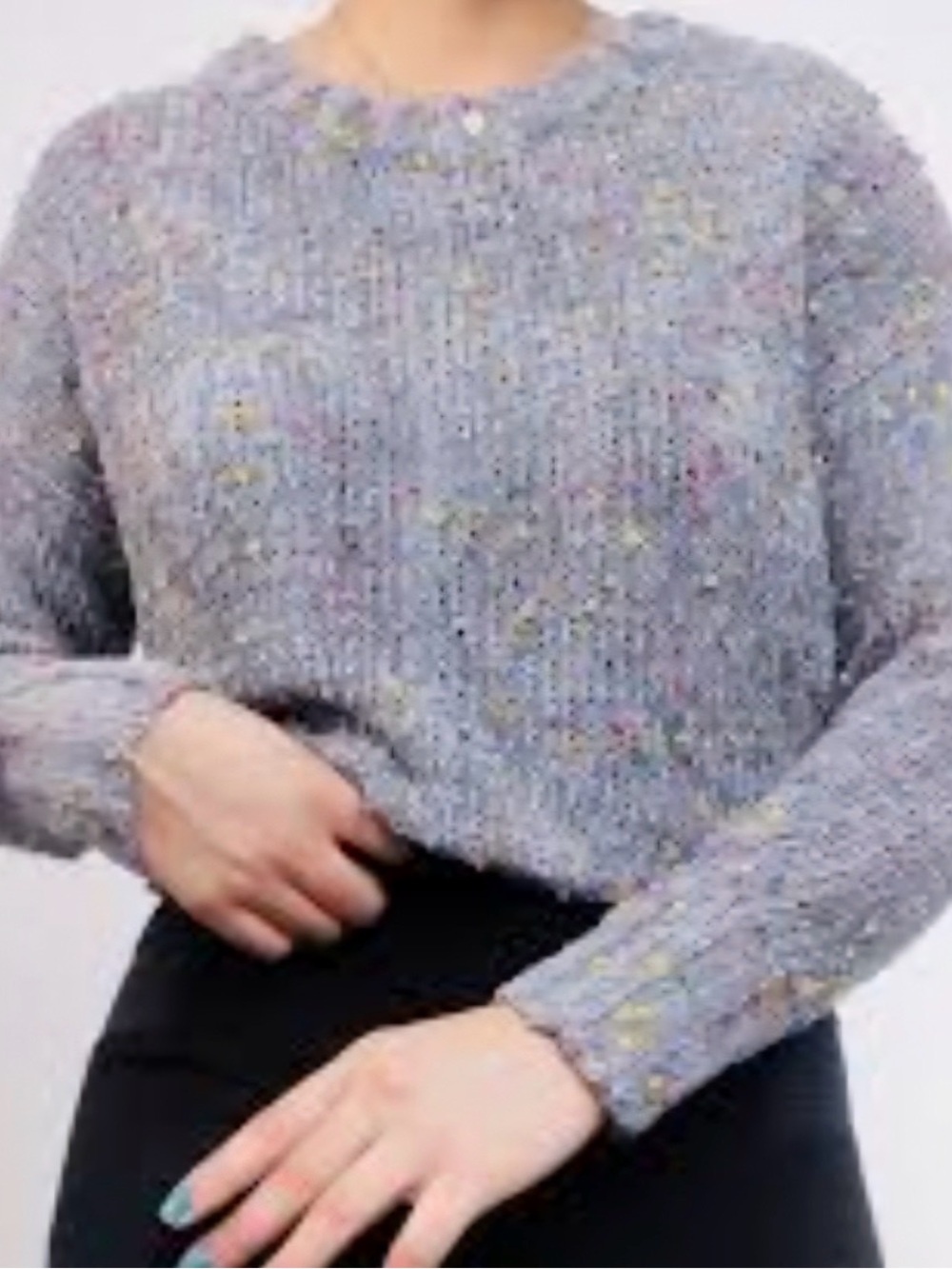 7 For All Mankind Heathered Gray Speckled Crewneck Sweater